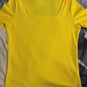 Yellow Ribbed Women's Top